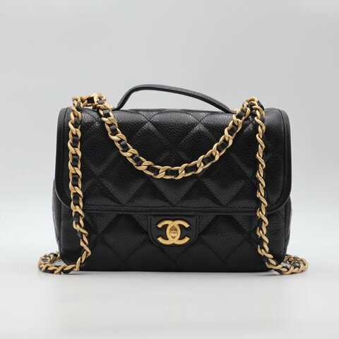 CHANEL 25A粒面牛皮後背包 - 黑金