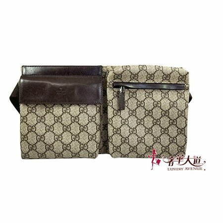 ＊奢華大道國際精品＊【G1828】GUCCI咖啡色PVC腰包 28566