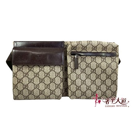 ＊奢華大道國際精品＊【G1828】GUCCI咖啡色PVC腰包 28566-0