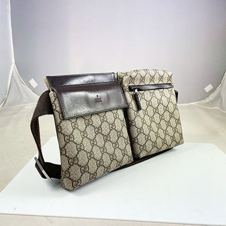 ＊奢華大道國際精品＊【G1828】GUCCI咖啡色PVC腰包 28566-1