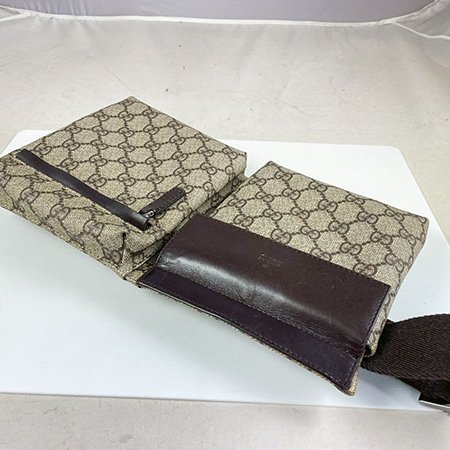 ＊奢華大道國際精品＊【G1828】GUCCI咖啡色PVC腰包 28566-2
