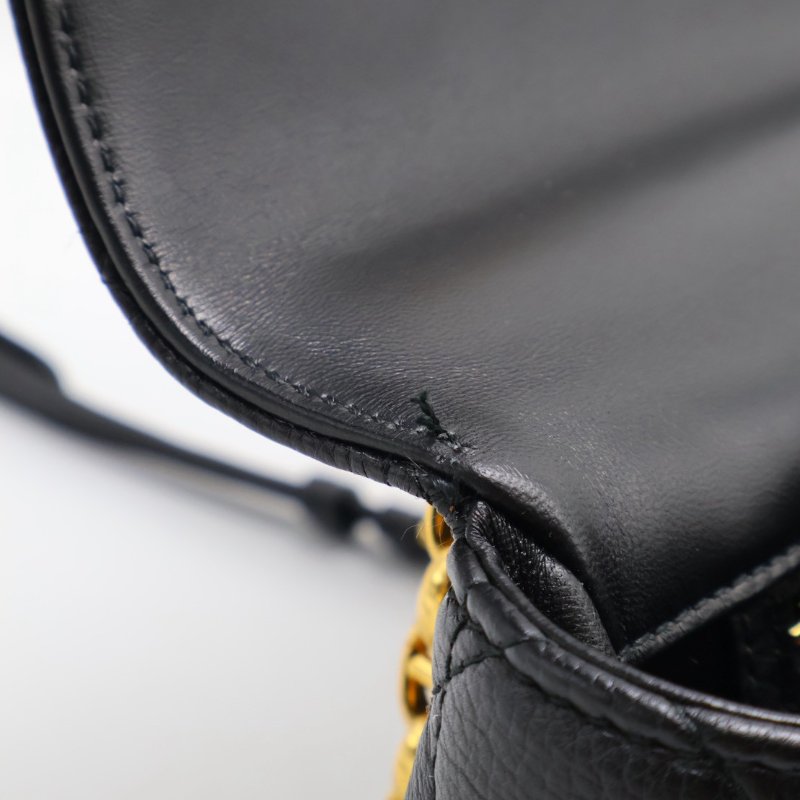 DIOR Caro藤格紋斜背包 - 中號黑金-12