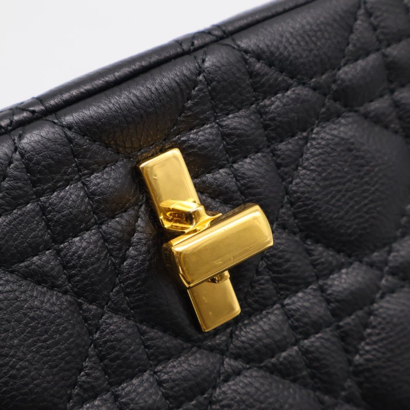 DIOR Caro藤格紋斜背包 - 中號黑金-15