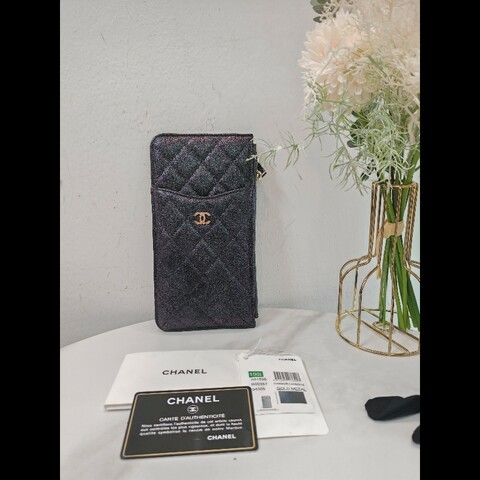 Chanel Zip wallet Black x Ghw