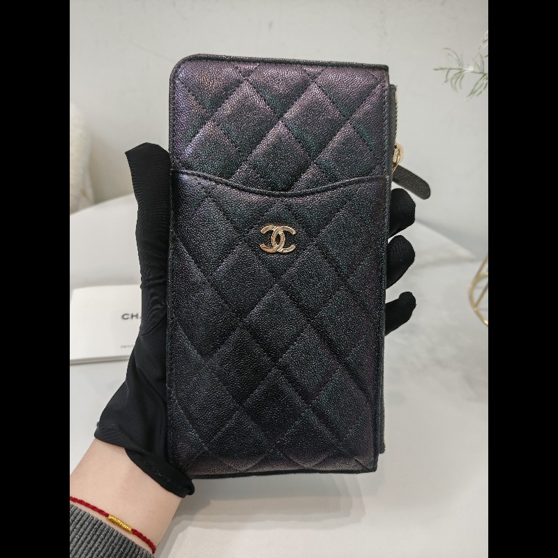Chanel Zip wallet Black x Ghw-1