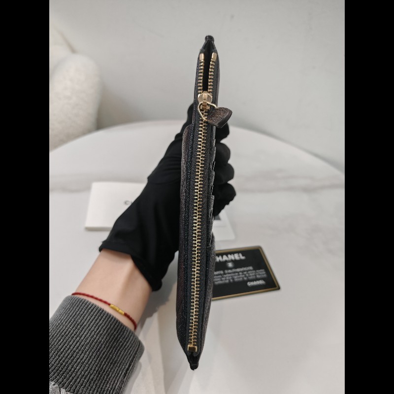 Chanel Zip wallet Black x Ghw-2