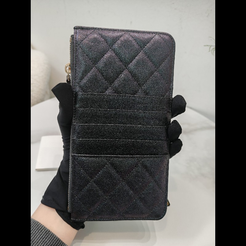 Chanel Zip wallet Black x Ghw-3