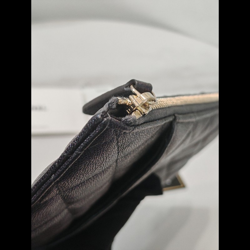 Chanel Zip wallet Black x Ghw-10