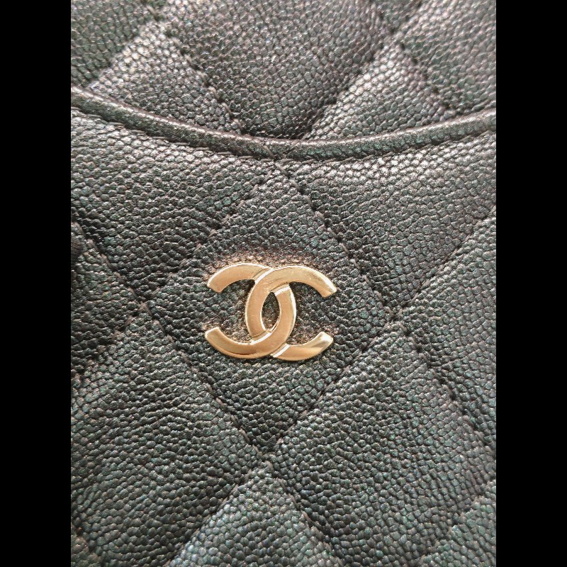 Chanel Zip wallet Black x Ghw-12