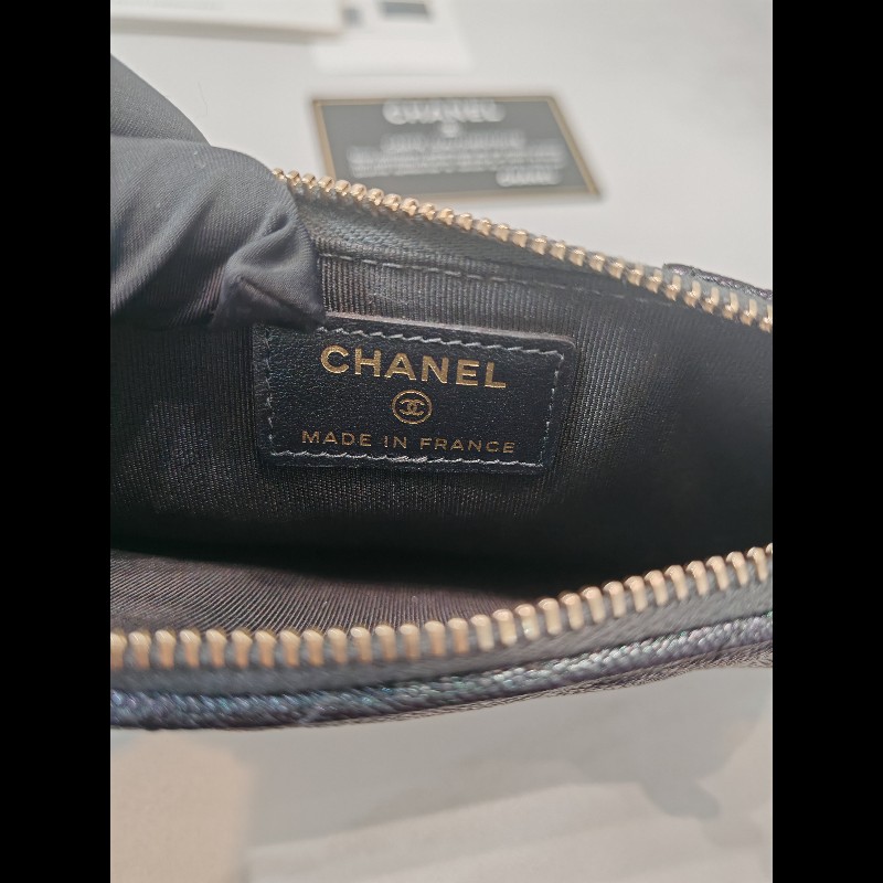 Chanel Zip wallet Black x Ghw-15