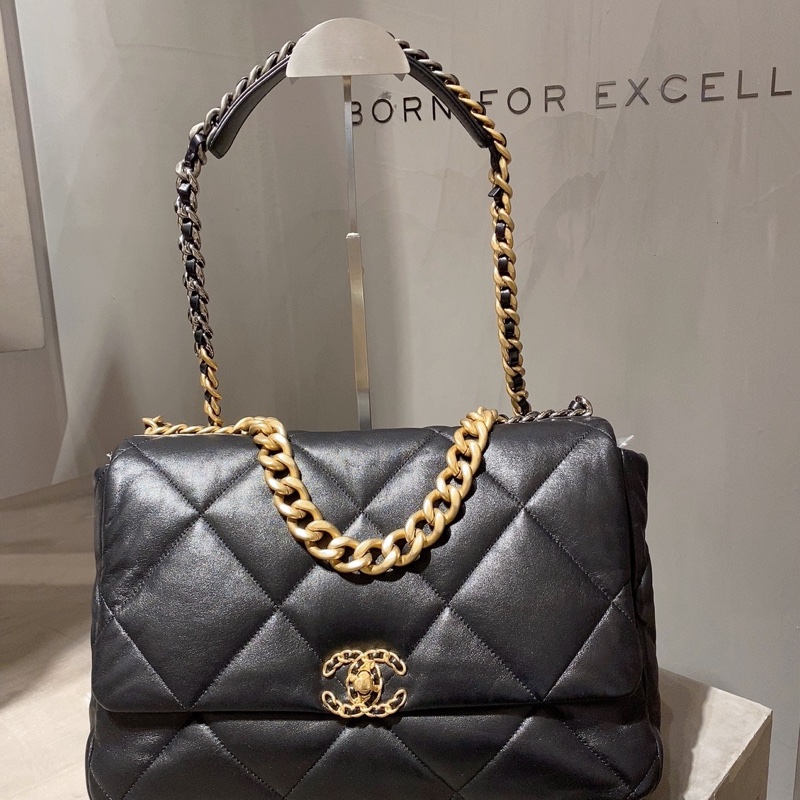 Chanel 19bag maxi超大號 黑色 底長36 21年晶片款-0