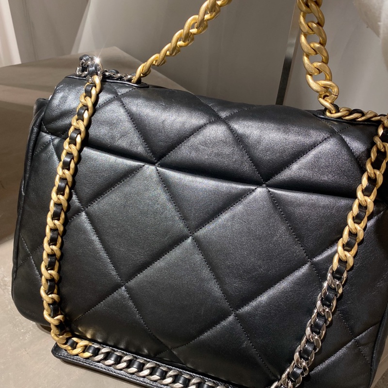 Chanel 19bag maxi超大號 黑色 底長36 21年晶片款-1