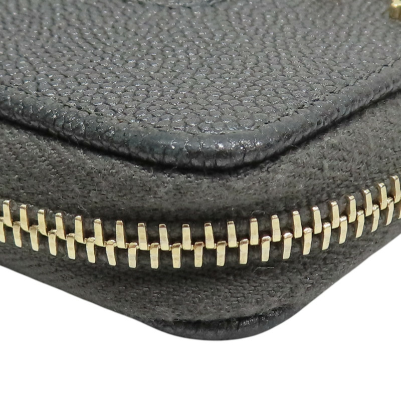 灰色 荔枝紋 牛皮 Mademoiselle Coin Case 拉鍊 零錢包【CHANEL 香奈兒】 A80968-8