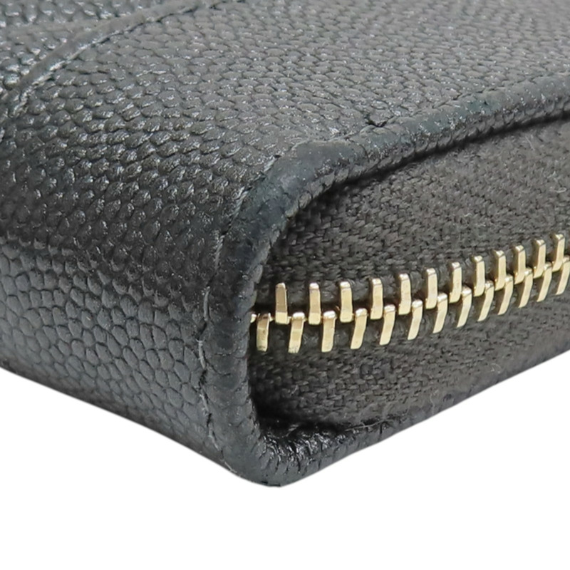 灰色 荔枝紋 牛皮 Mademoiselle Coin Case 拉鍊 零錢包【CHANEL 香奈兒】 A80968-9