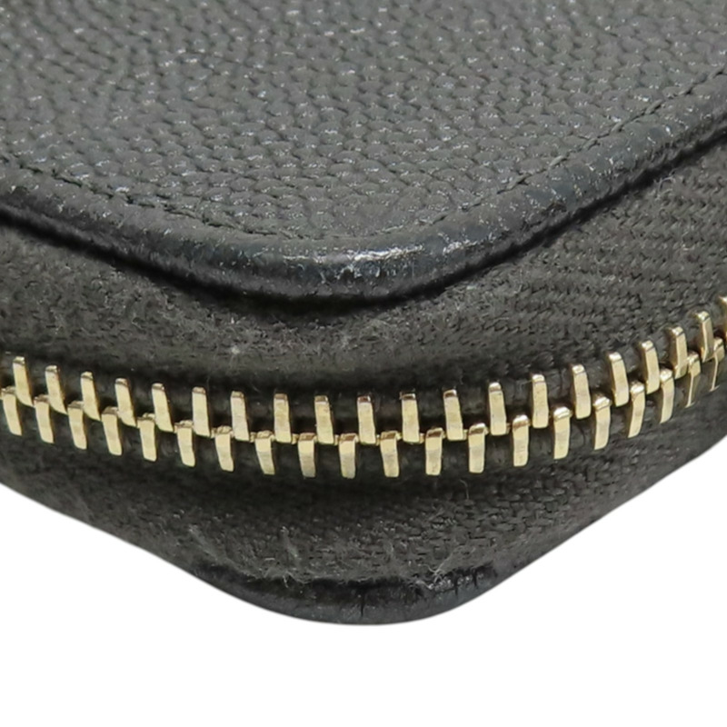 灰色 荔枝紋 牛皮 Mademoiselle Coin Case 拉鍊 零錢包【CHANEL 香奈兒】 A80968-11