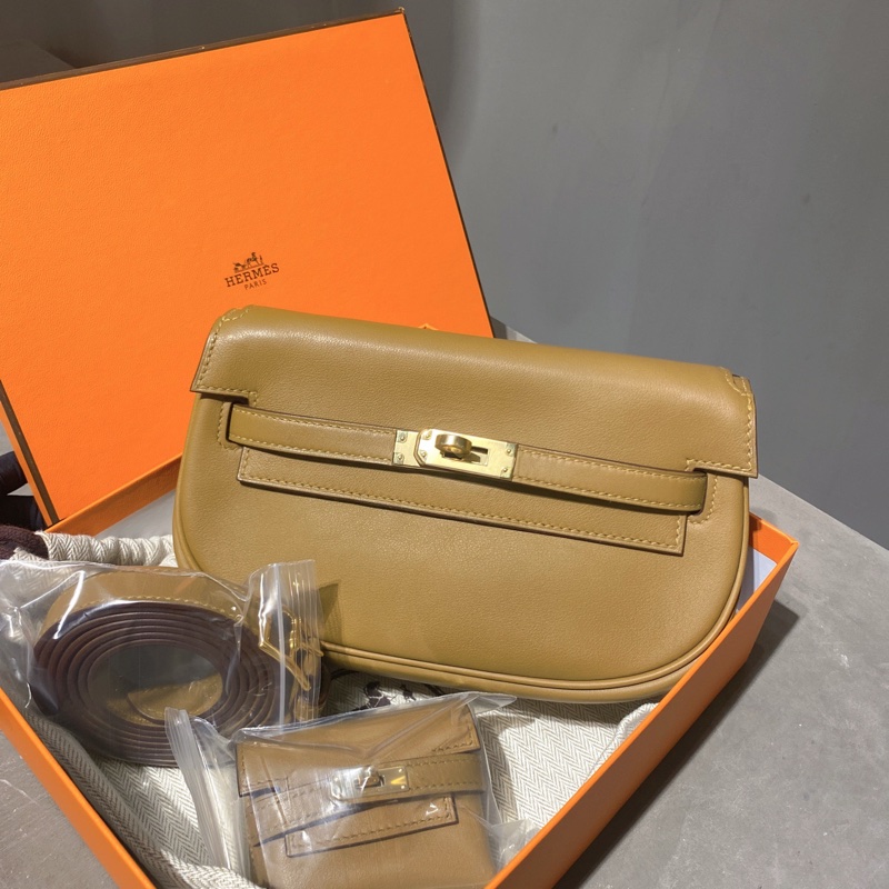 Hermes/愛馬仕 Kelly moove B刻印 2S芝麻色金扣 底長17cm-1