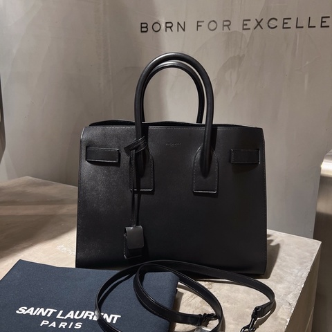 YSL風琴包 黑色 全皮公事包 可手提可斜背 附件：鎖、鑰匙、背帶、皮牌、防塵袋