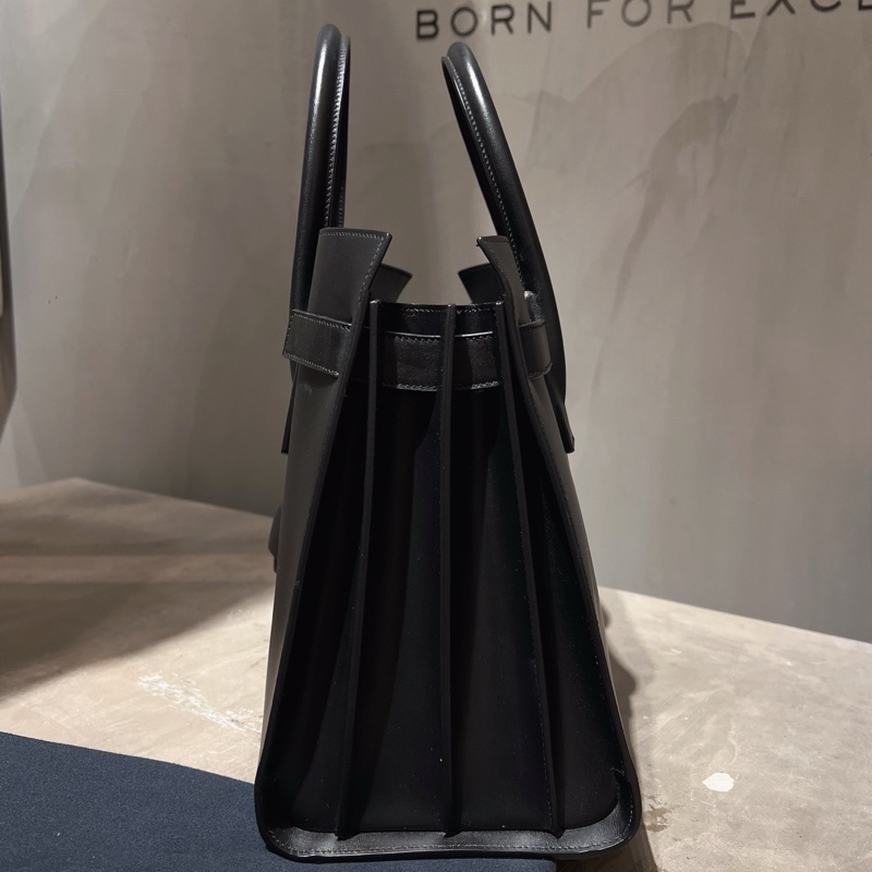 YSL風琴包 黑色 全皮公事包 可手提可斜背 附件：鎖、鑰匙、背帶、皮牌、防塵袋-2