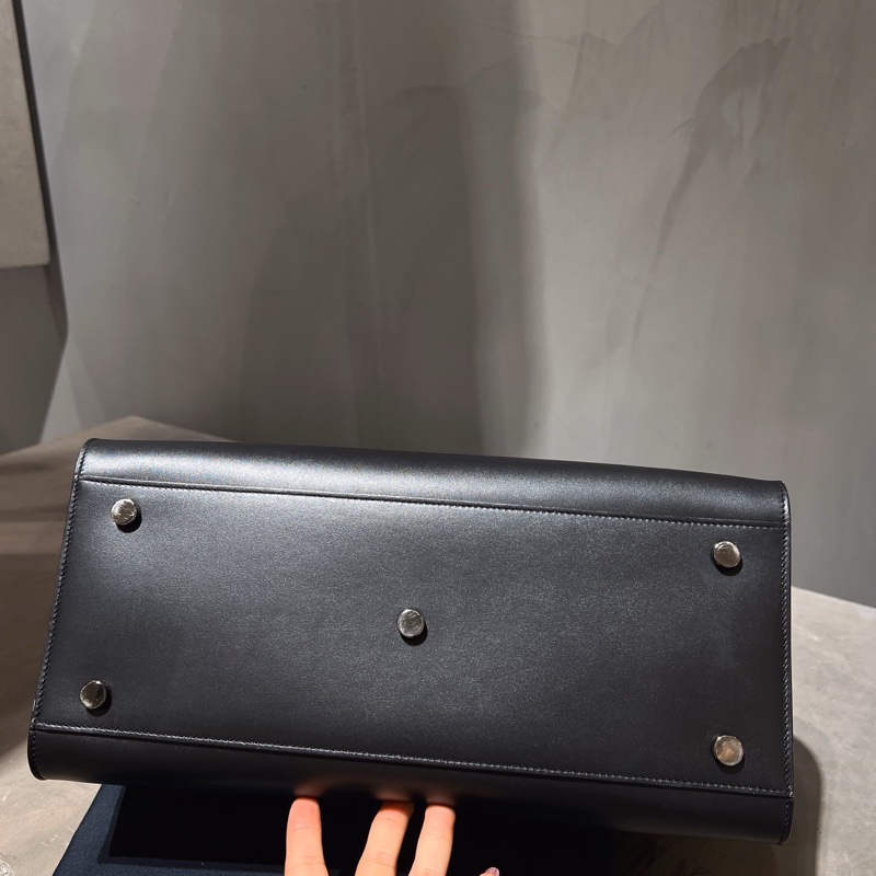 YSL風琴包 黑色 全皮公事包 可手提可斜背 附件：鎖、鑰匙、背帶、皮牌、防塵袋-4