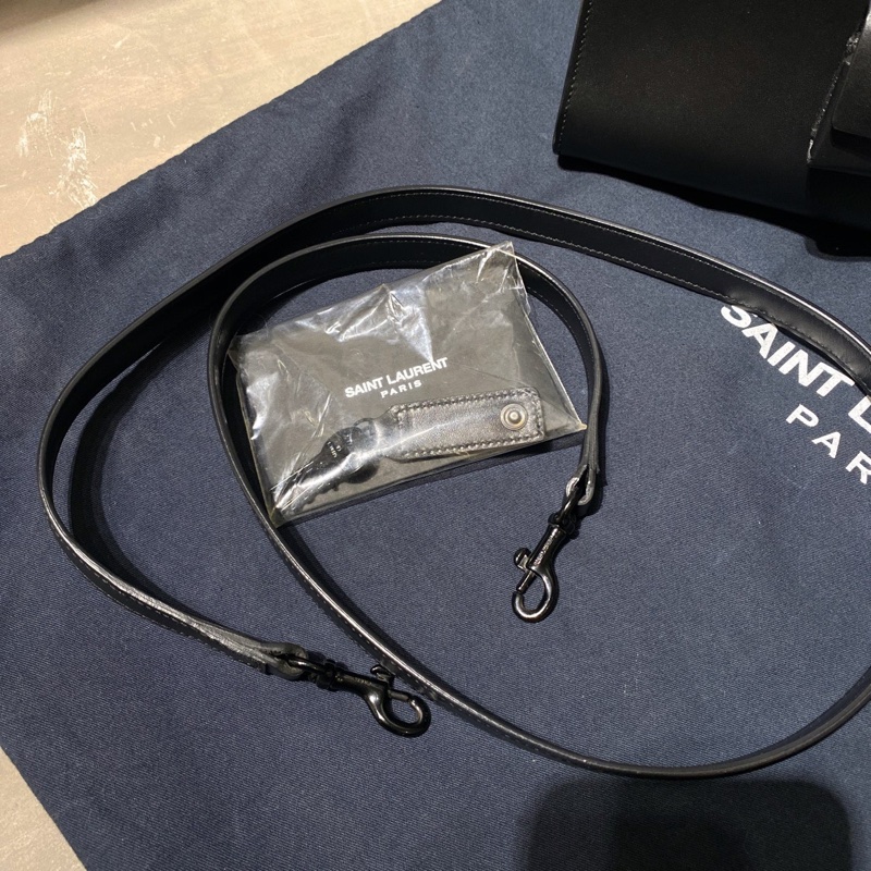 YSL風琴包 黑色 全皮公事包 可手提可斜背 附件：鎖、鑰匙、背帶、皮牌、防塵袋-5