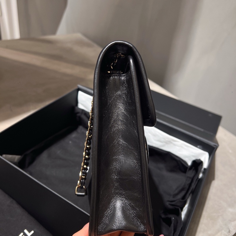 香奈兒/Chanel 31bag 橫版徽章 復古皺褶牛皮 tote 手提腋下包 金扣 年分2020年-2