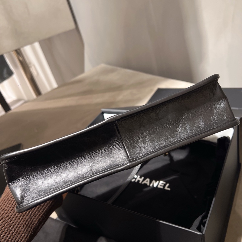 香奈兒/Chanel 31bag 橫版徽章 復古皺褶牛皮 tote 手提腋下包 金扣 年分2020年-6