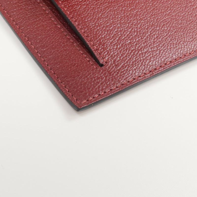 HERMES Chevre皮革Kelly Pocket Compact Wallet銀扣錢包Rouge H-7