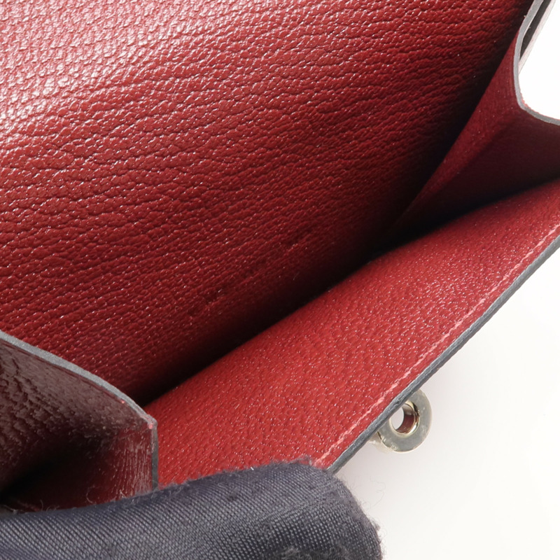 HERMES Chevre皮革Kelly Pocket Compact Wallet銀扣錢包Rouge H-12