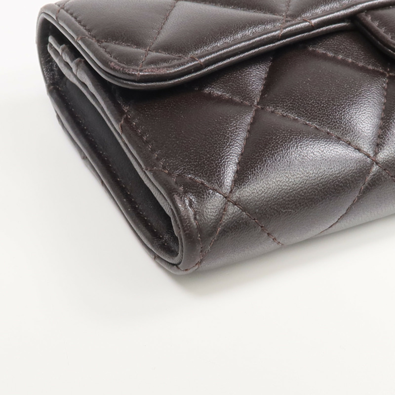CHANEL 羊皮皮革Medium Wallet金扣長錢包-7