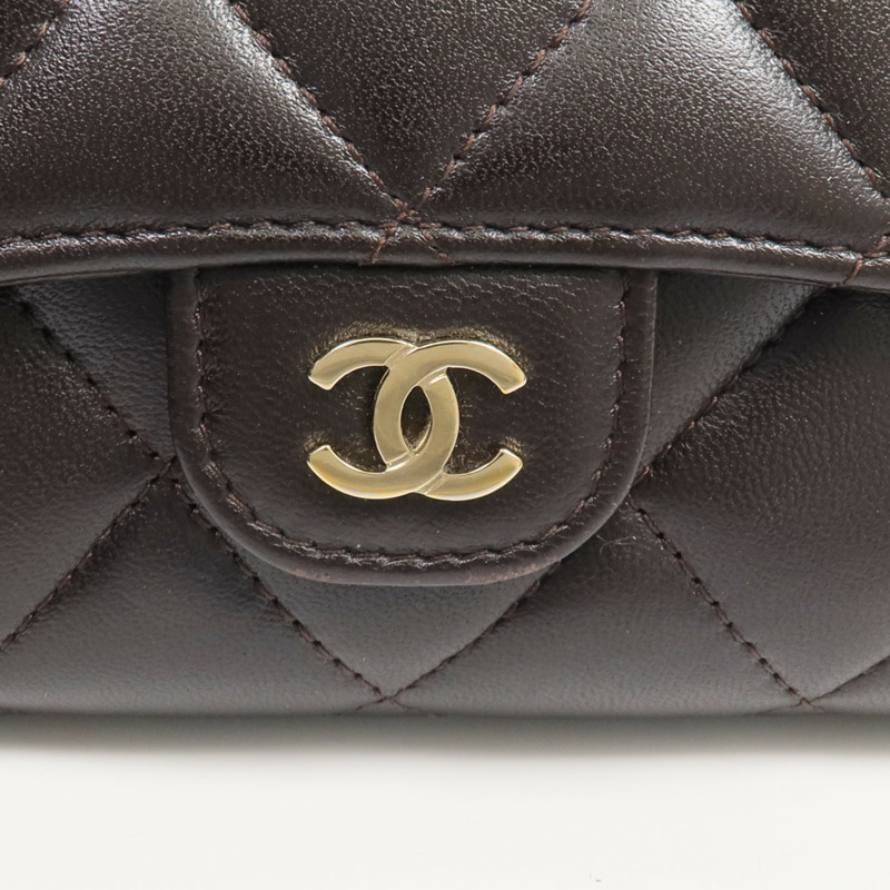 CHANEL 羊皮皮革Medium Wallet金扣長錢包-10