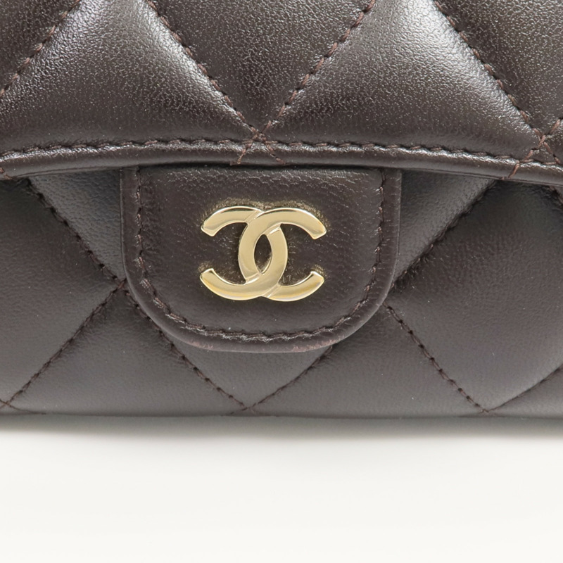 CHANEL 羊皮皮革Medium Wallet金扣長錢包-14