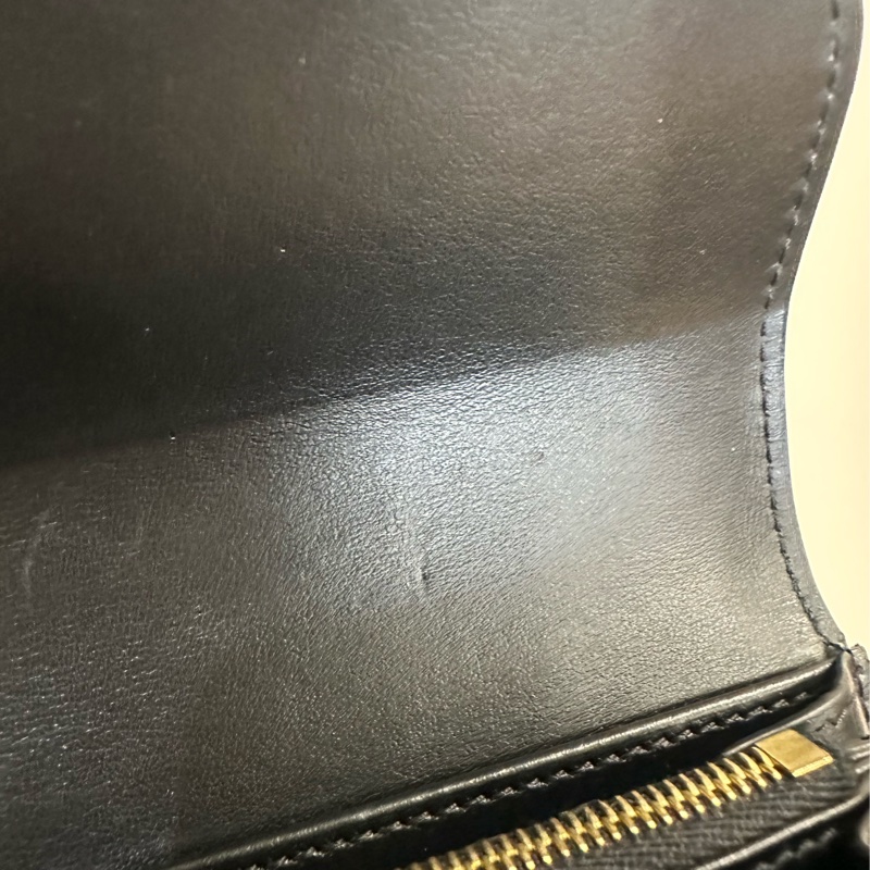 Celine 黑滑面牛皮金釦Triomphe下蓋12卡長夾 10E313DPV.38NO-9