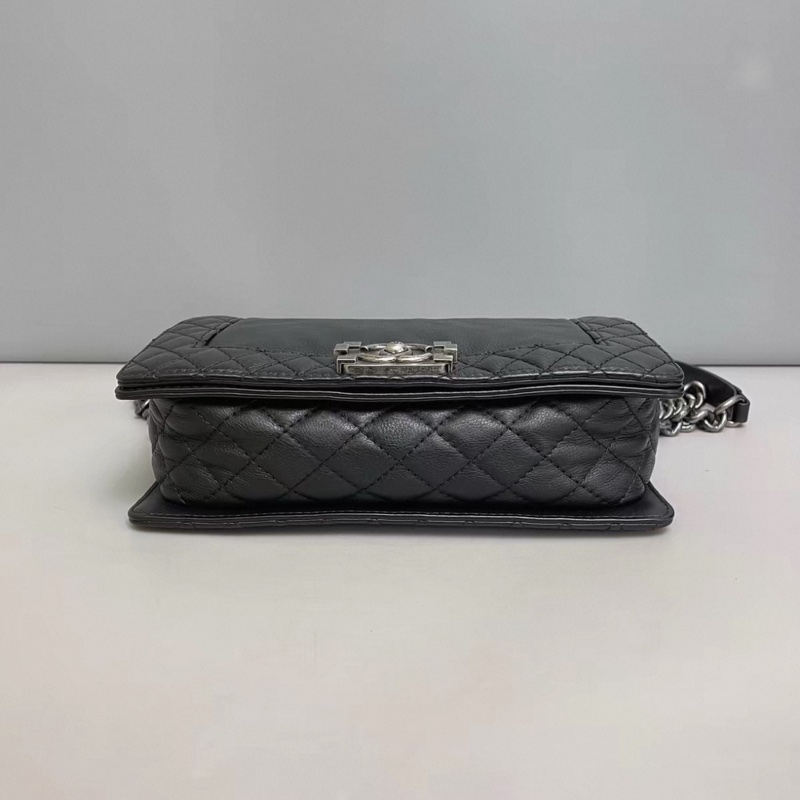 Chanel香奈兒 leboy中號黑銀軟牛皮包-2