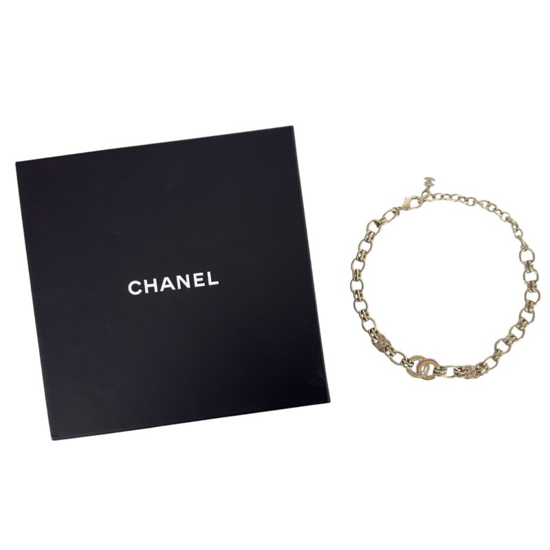 CHANEL CC 水鑽 3花 短頸鏈-1
