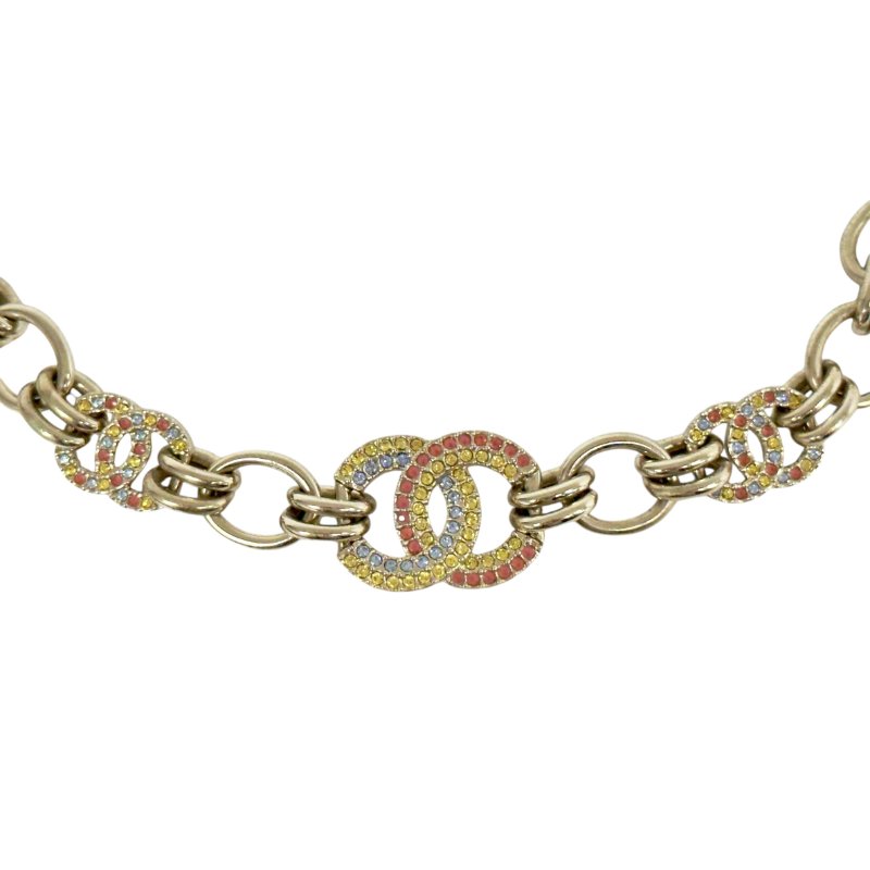 CHANEL CC 水鑽 3花 短頸鏈-2