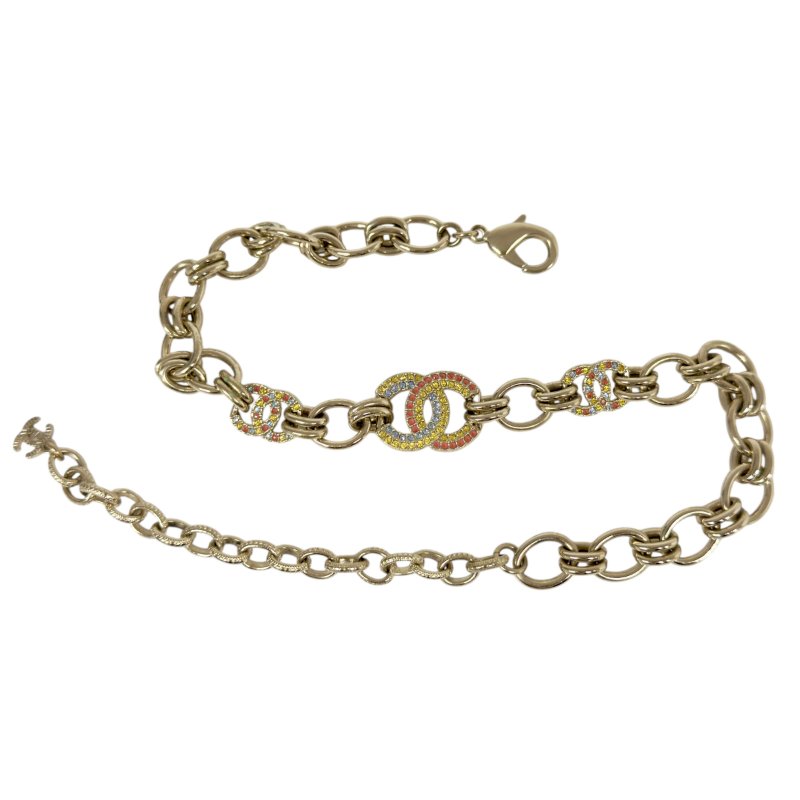 CHANEL CC 水鑽 3花 短頸鏈-4