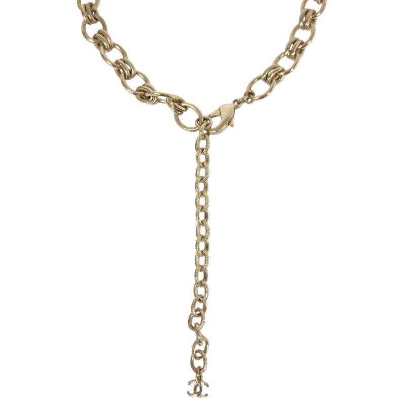 CHANEL CC 水鑽 3花 短頸鏈-5