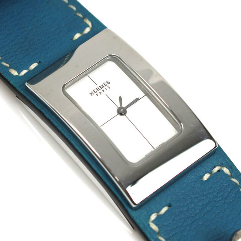 愛馬仕 Hermes Cherche Midi 藍色牛仔腕錶 CM1.210 女士 L 碼-4
