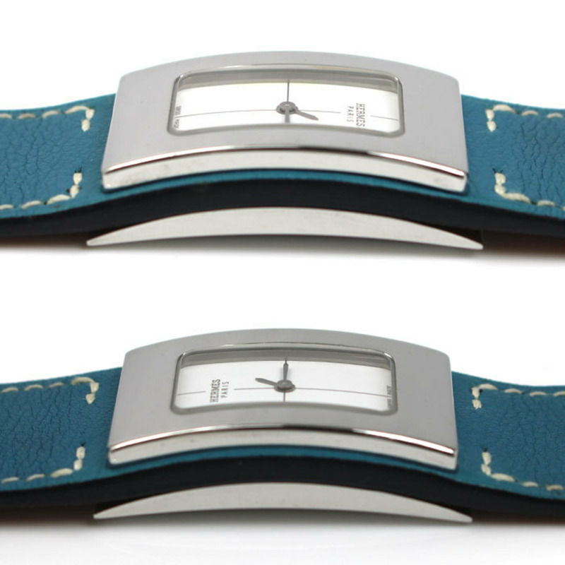 愛馬仕 Hermes Cherche Midi 藍色牛仔腕錶 CM1.210 女士 L 碼-5