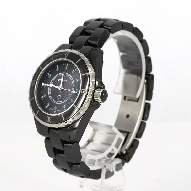 香奈兒 J12 33毫米陶瓷12P祖母綠H2130石英錶-1