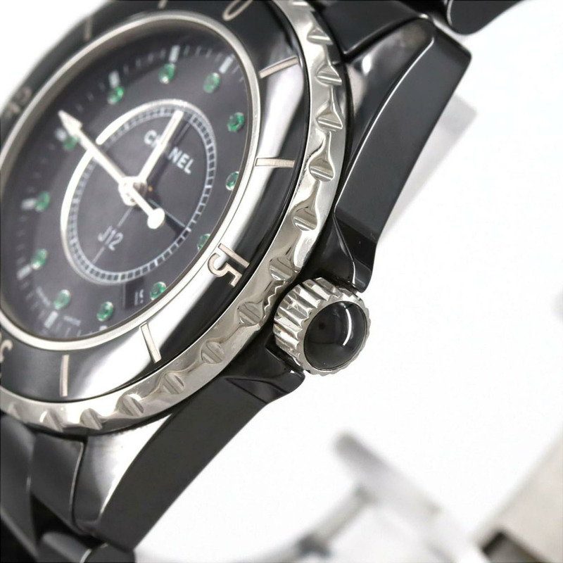 香奈兒 J12 33毫米陶瓷12P祖母綠H2130石英錶-2