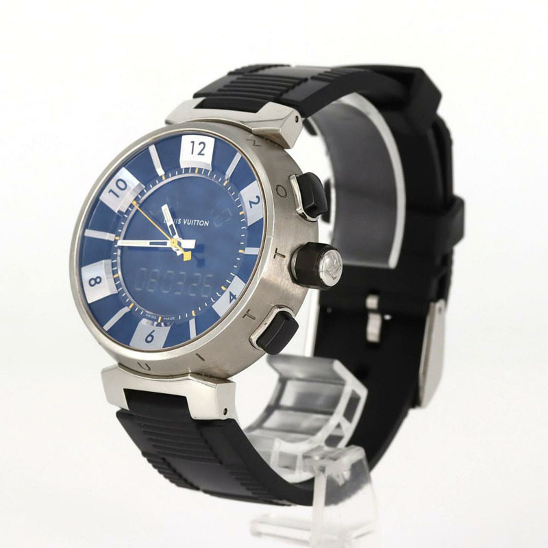 路易威登 Tambour 黑色 Q118F 不鏽鋼石英腕錶-1