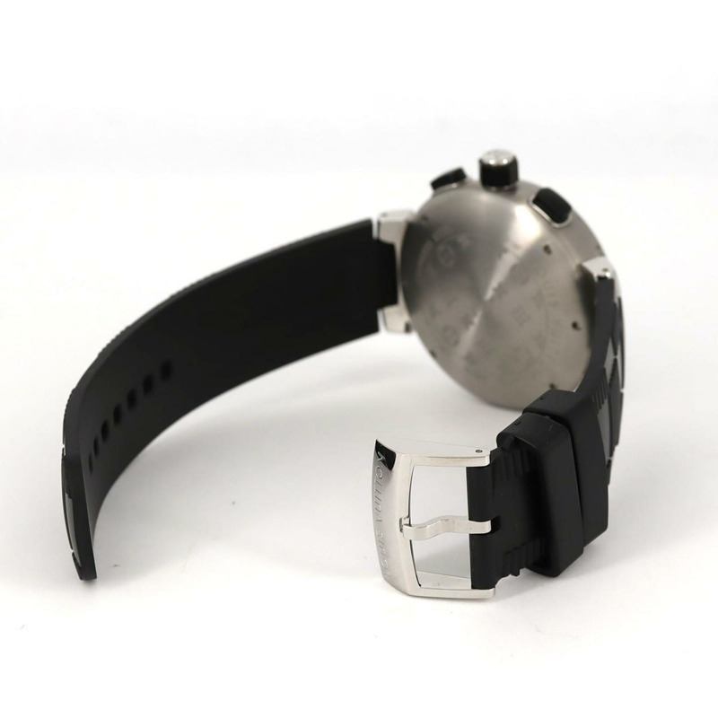 路易威登 Tambour 黑色 Q118F 不鏽鋼石英腕錶-5