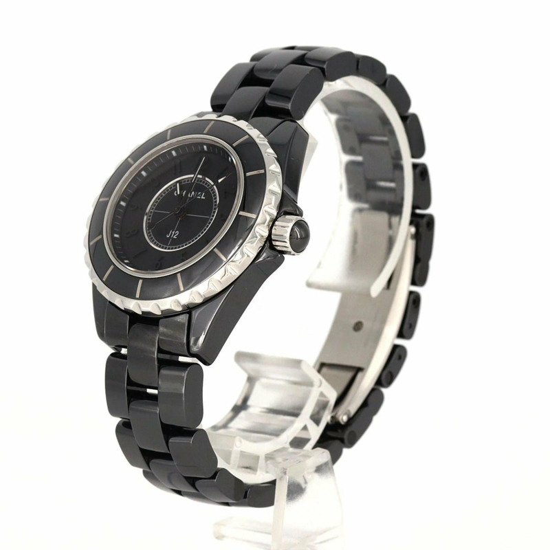 香奈兒 J12 濃黑 33 毫米陶瓷 H3828 石英腕錶-1