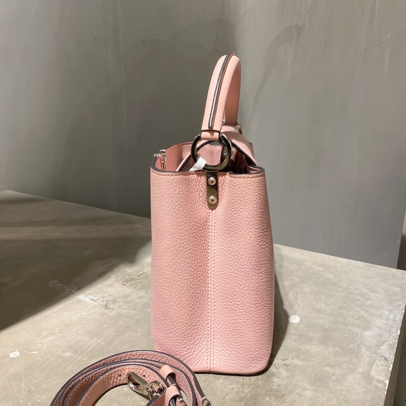 路易威登/LV 粉色 中號 Capucines 手提斜背包 底長30-2