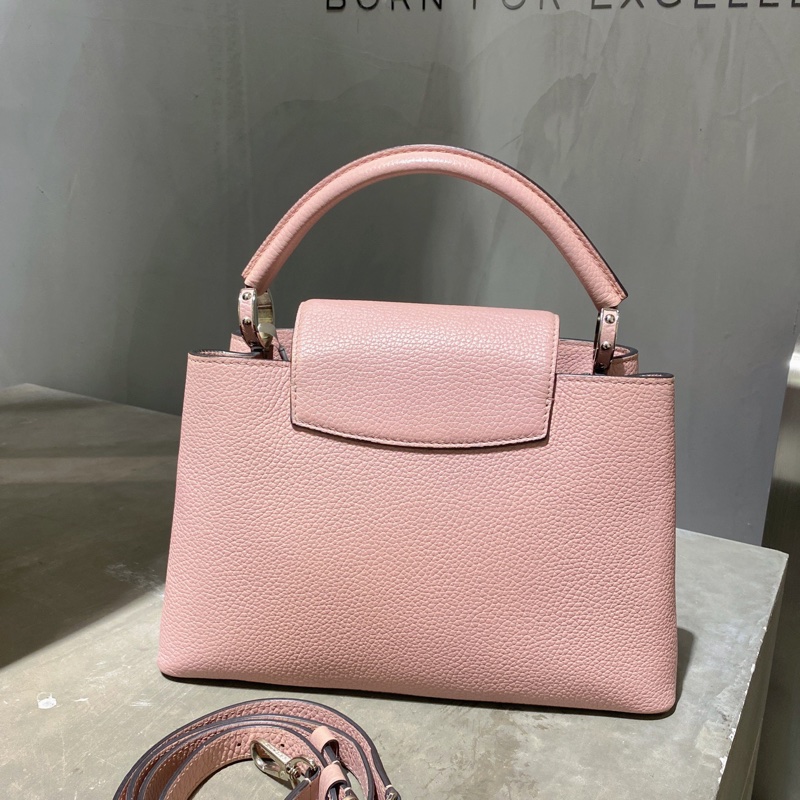 路易威登/LV 粉色 中號 Capucines 手提斜背包 底長30-4