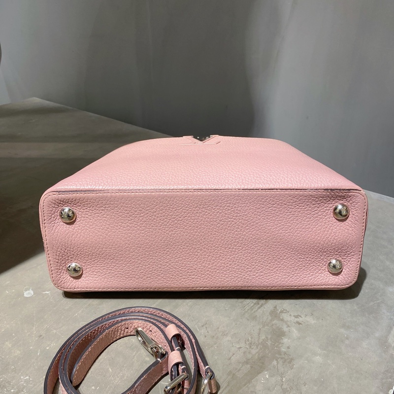 路易威登/LV 粉色 中號 Capucines 手提斜背包 底長30-5