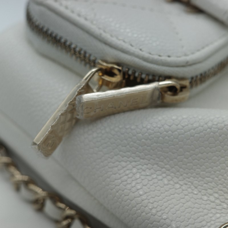 22SS Chanel 香奈兒 經典菱格紋 白色 荔枝紋小牛皮 抽繩水桶包-10