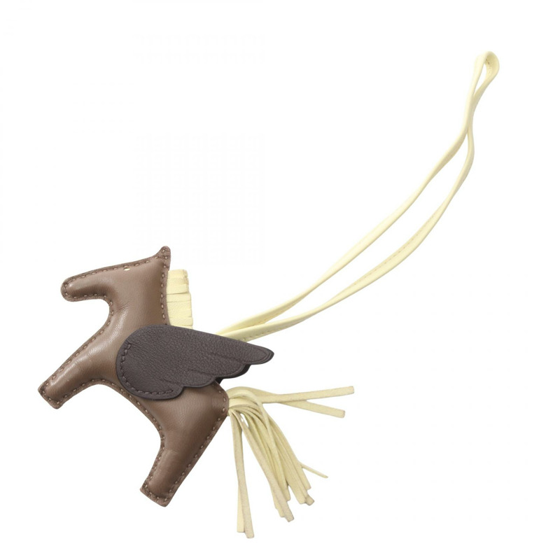 愛馬仕 Rodeo Pegase PM 包飾 Agneau milo Swift 皮革 灰色 棕色 米色 二手-0