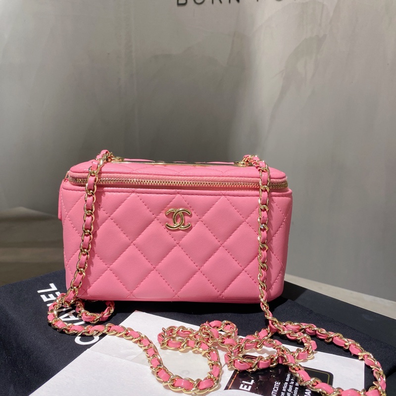 香奈兒/Chanel Trendy 金屬 羊皮 長盒子包 粉色金扣 編碼30開頭-0